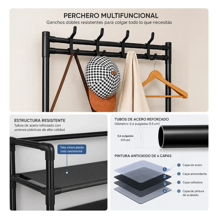 Organizador zapatero perchero de 5 niveles | Organiza Homme