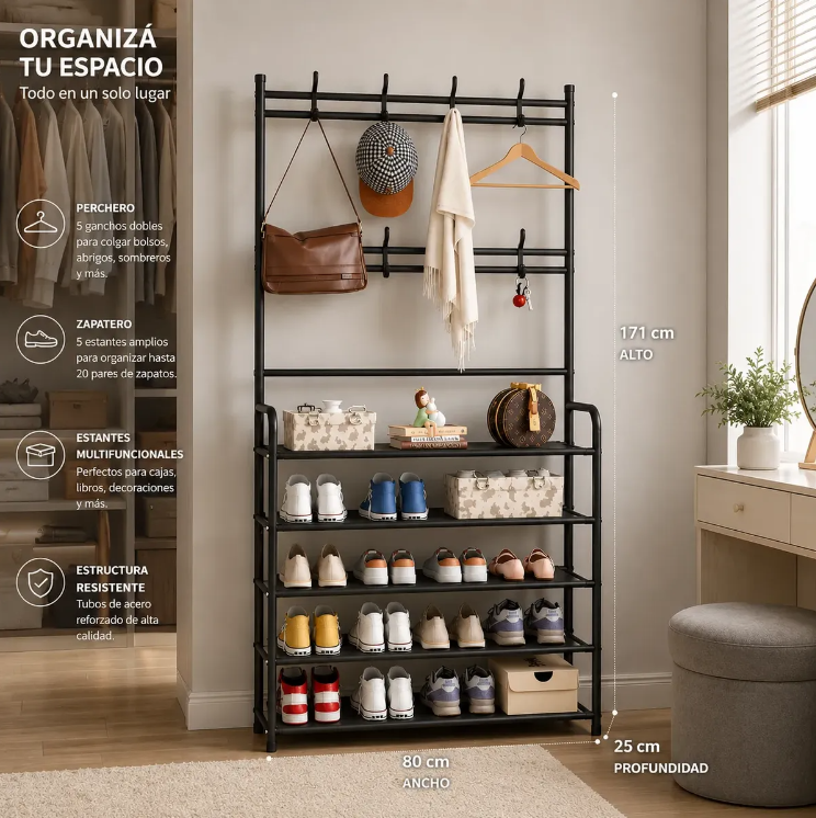 Organizador zapatero perchero de 5 niveles | Organiza Homme